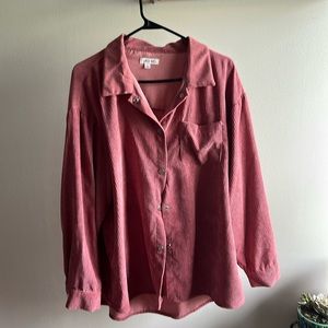 Pink curdouroy button up shacket! Cali Be - L